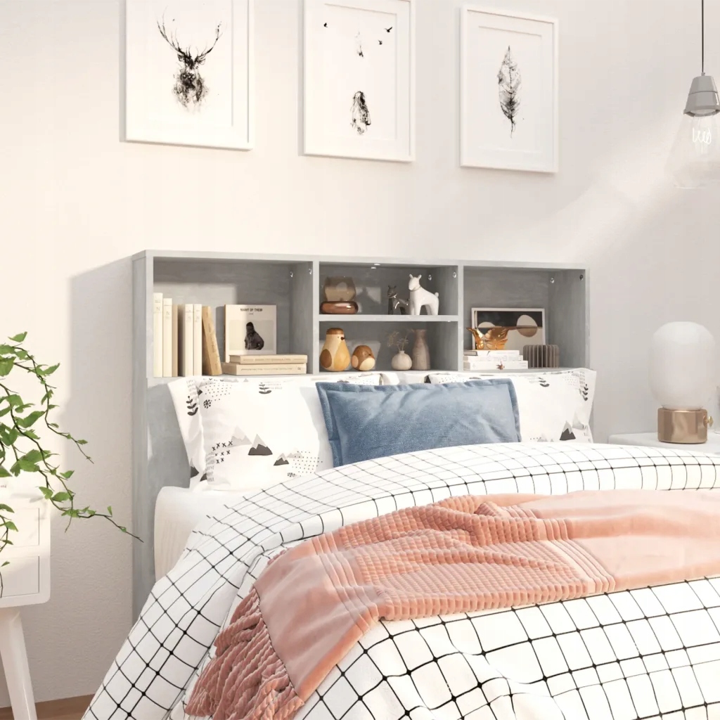 Čelo postele s úložným prostorem betonově šedé 120x19x103,5 cm Šedá 811857