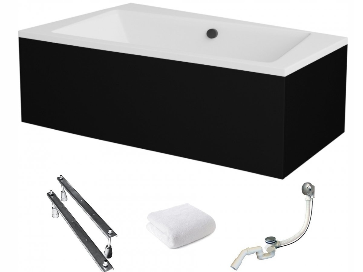 Besco Vana 160x100 Infinity Levá s černým krytem sifon