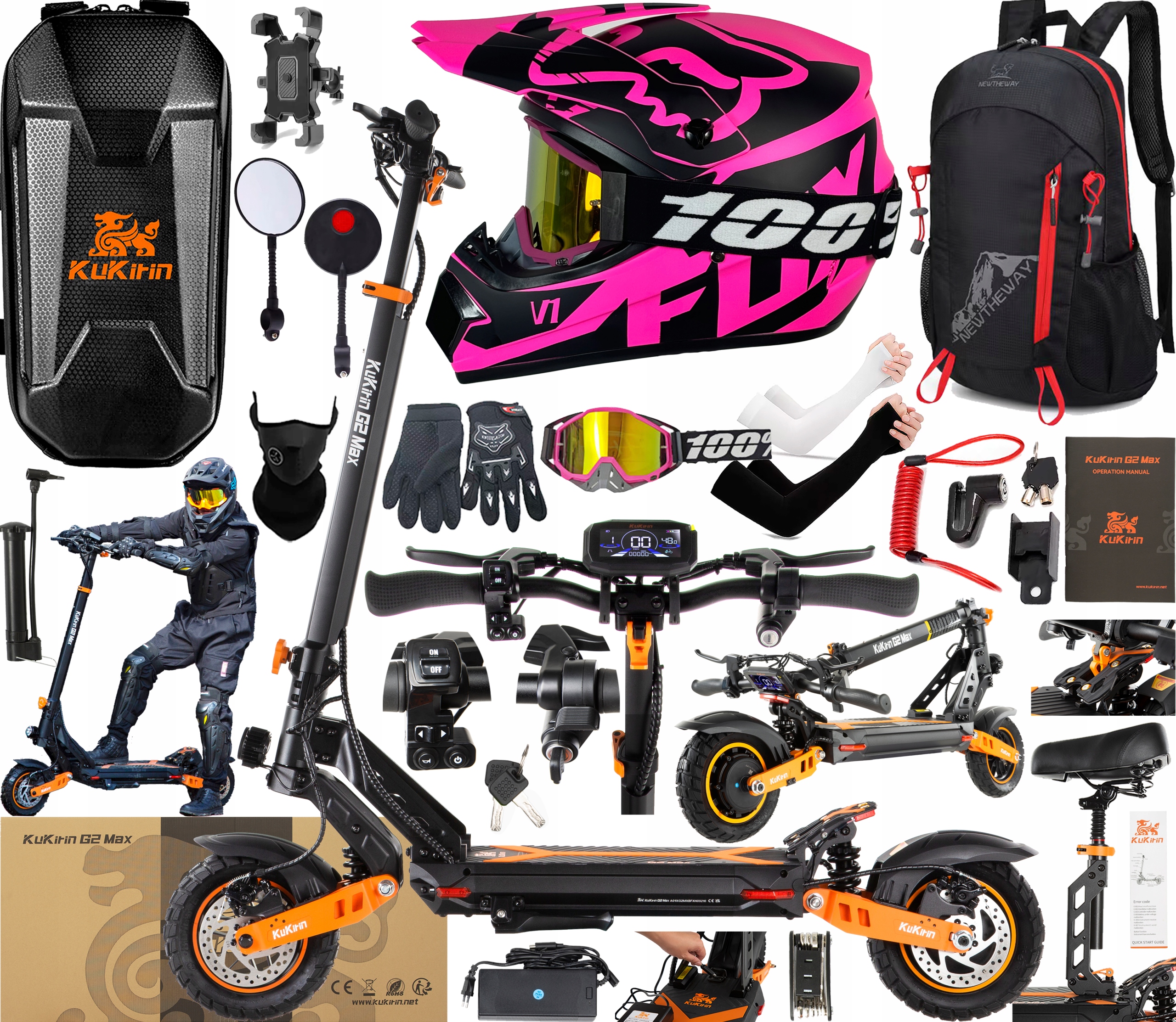 KuKirin G2 Max Elektrická vozidla 1000W 48V 20.8AH 55KM/H 70KM +10 Dárek