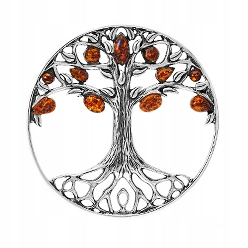 Stříbrný Přívěsek strom života Štěstí ze stříbra 925 s Baltský Jantar