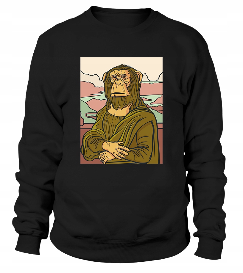 Dámská Mikina Mona Lisa Chimpanzee, velikost 2XL, černá