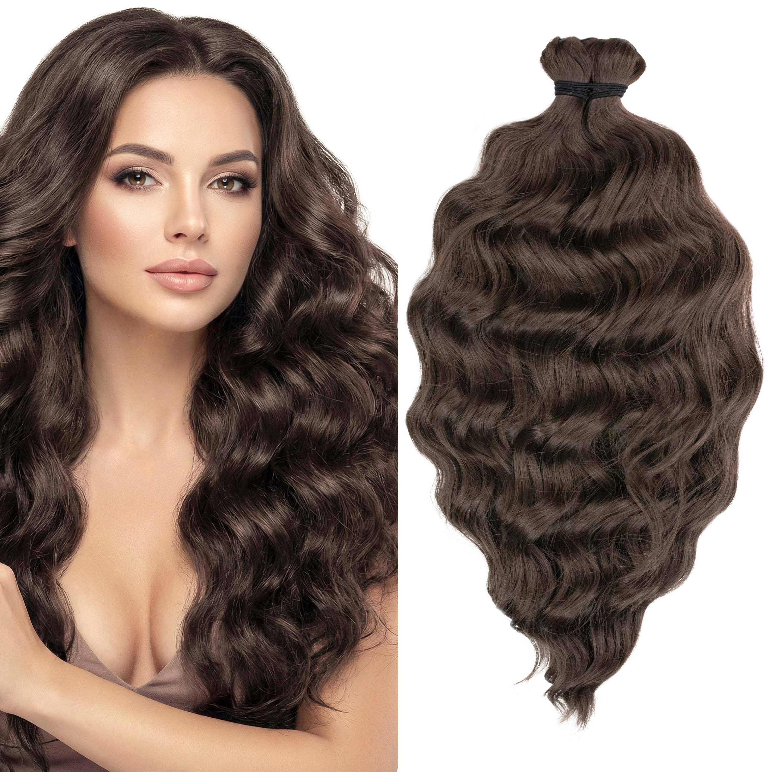 Umělé syntetické vlasy pro česání Afroloki Crochet Hair Anna vlny hnědé