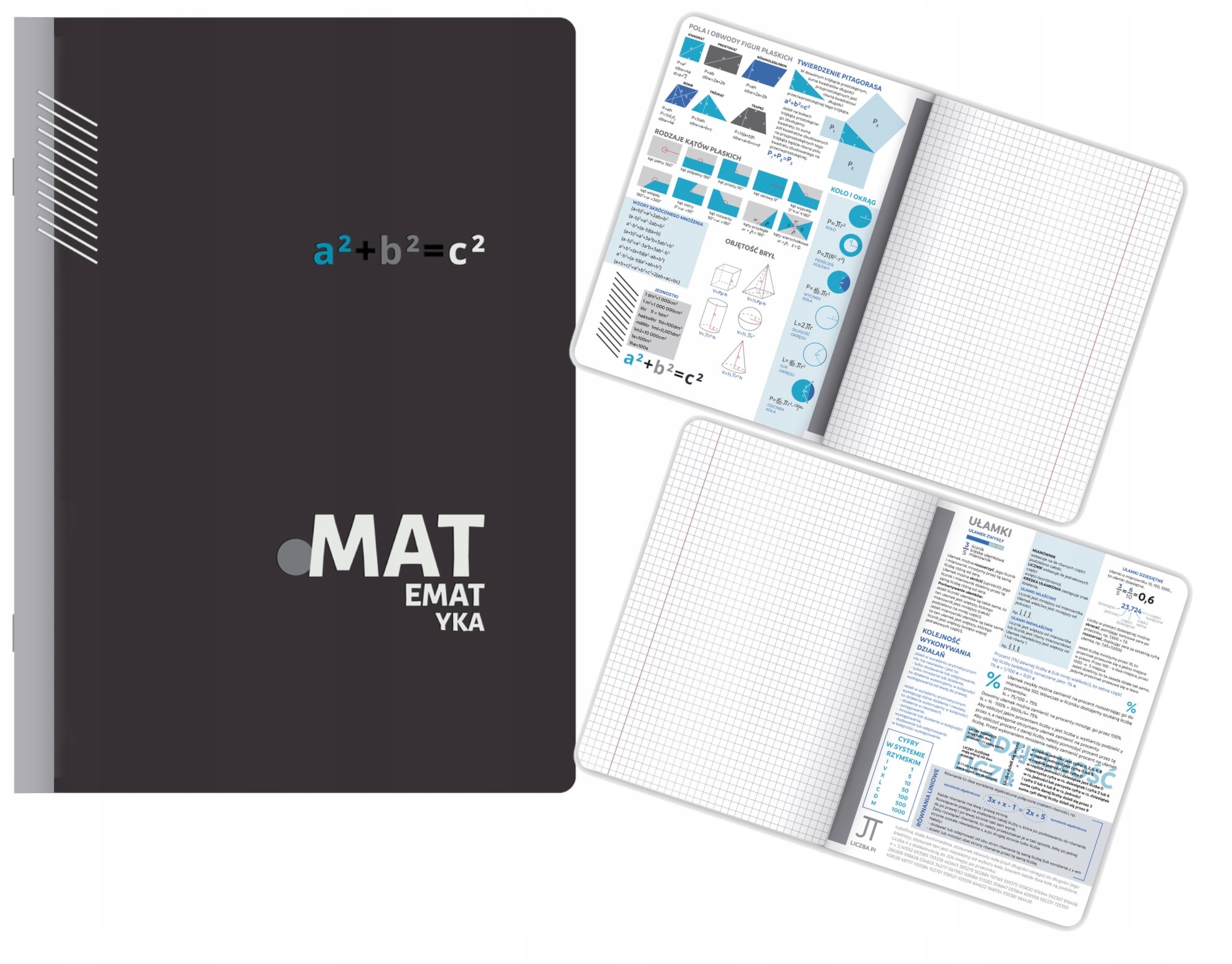 Zeszyt przedmiotowy A5/60 kartek kratka MATEMATYKA + profesjonalna ściąga