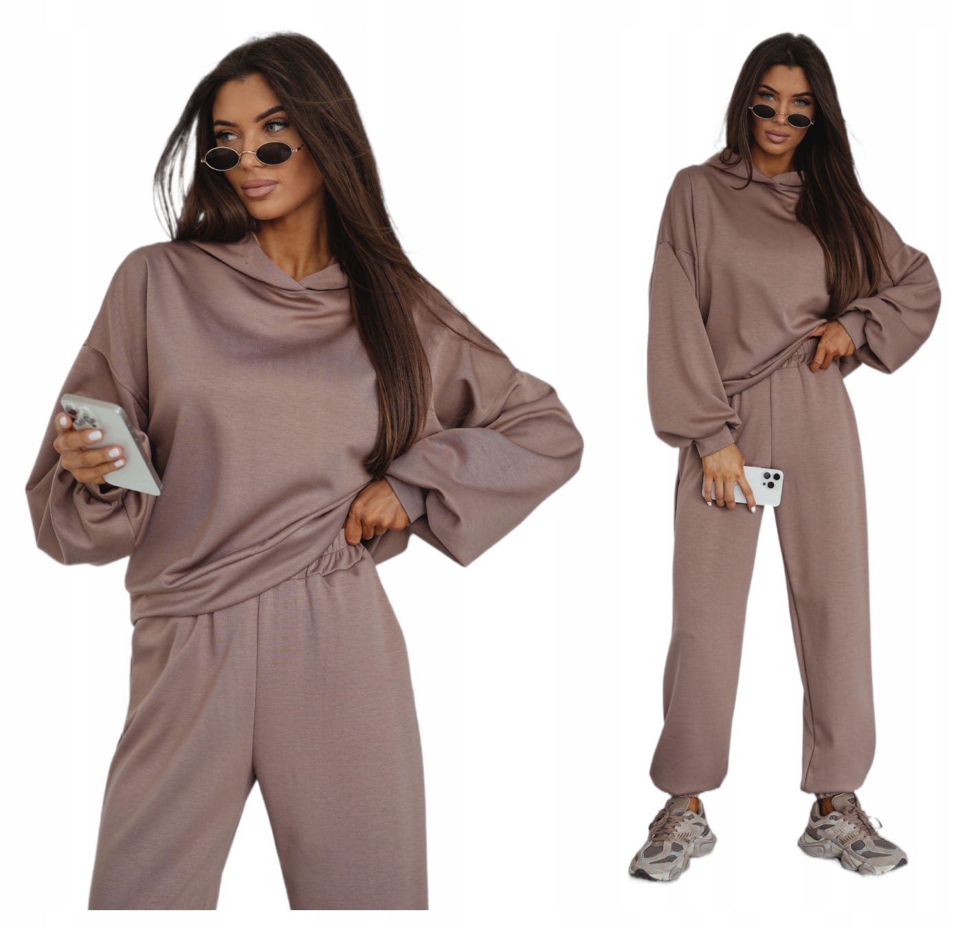 Tepláková Souprava Kalhoty Mikina S Kapucí Máslo Polský Teplákovka Béžová L/XL