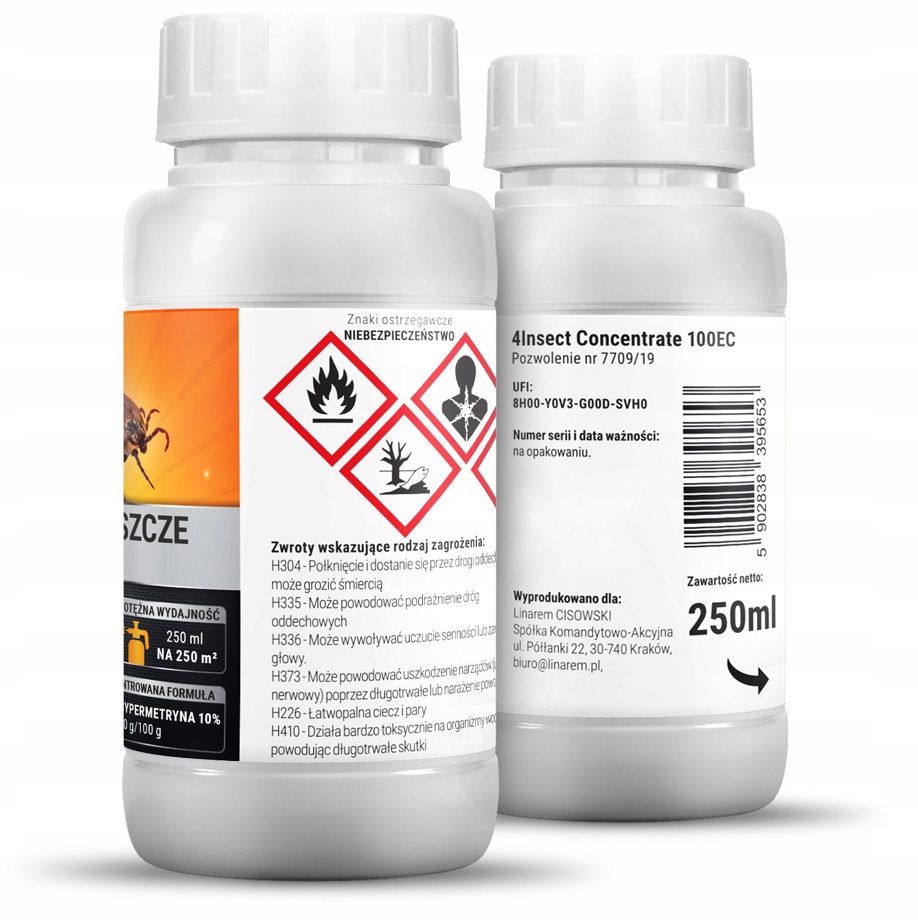 OPRYSK ŚRODEK PŁYN NA KOMARY KLESZCZE MUCHY 250ML + UTRWALACZ NO PEST 250ML Rodzaj płyn