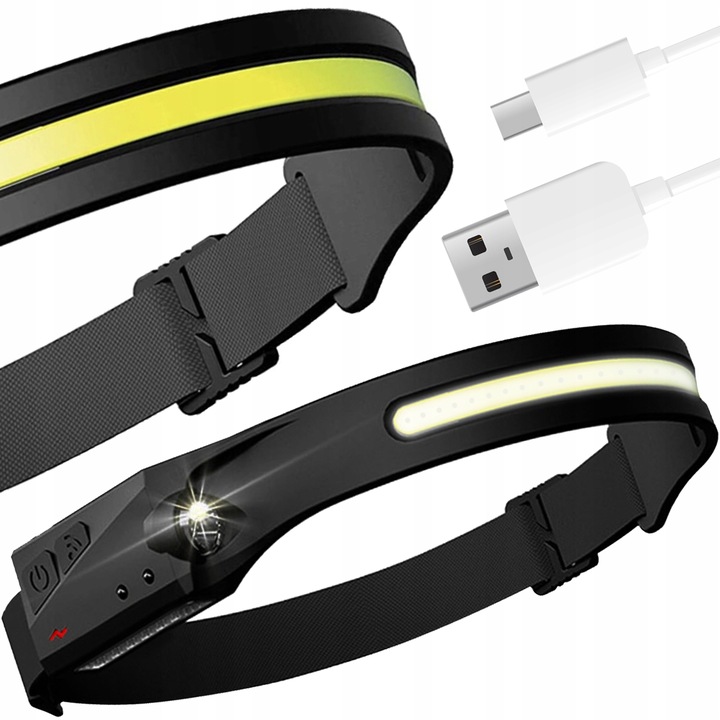 Latarka LED Czołowa USB C Mocna Czołówka na Głowę