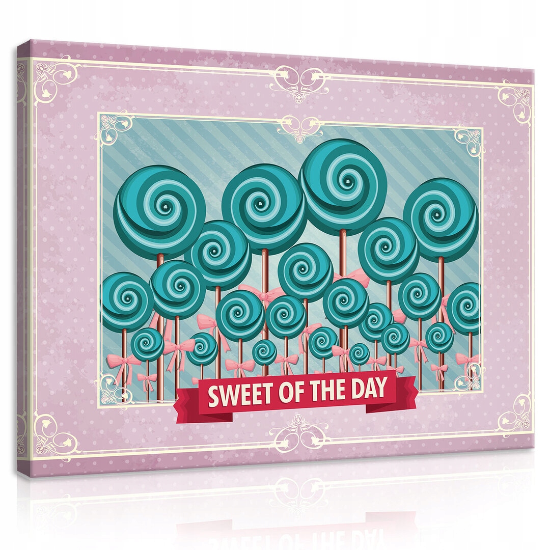 Obraz 100x75 Sladkosti lízátka bonbóny tyrkysová růžová radost z dětství