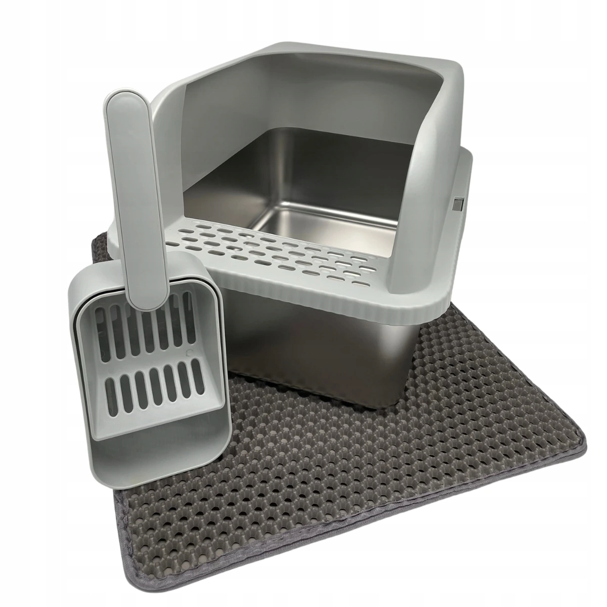 Levně Kočičí toaleta ComfortSteel 36 x 30 x 51cm, Světle šedá Nerez