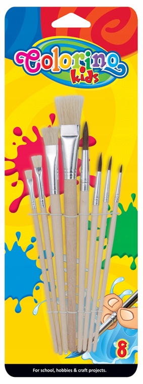 PĘDZELKI SZKOLNE pędzle do farb i kleju z naturalnego włosia COLORINO 8 szt Marka Colorino