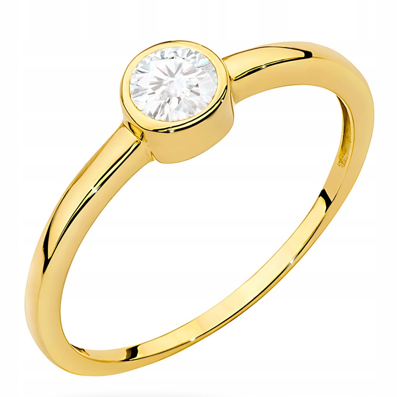Złoty Pierścionek Damski pr. 333 8k z Okrągłą Białą Cyrkonią r.9
