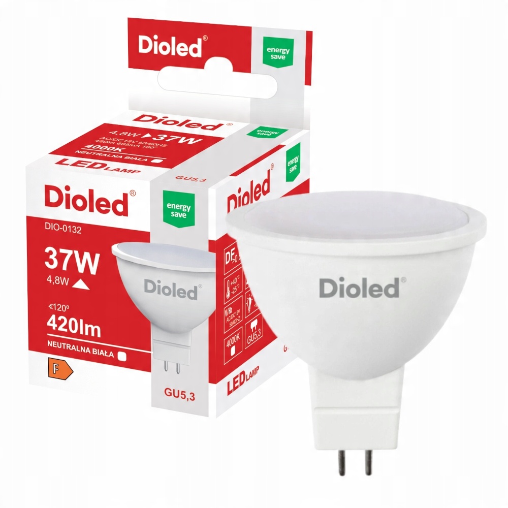

Żarówka Led MR16 12V 4,8W barwa neutralna 420LM