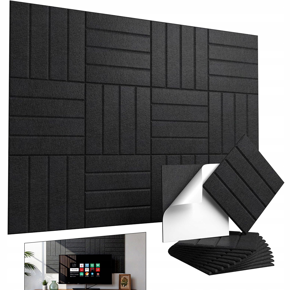 Samoprzylepne Panele Akustyczne, 12 Szt., Wygłuszenie Ścian, Dźwiękochłonne
