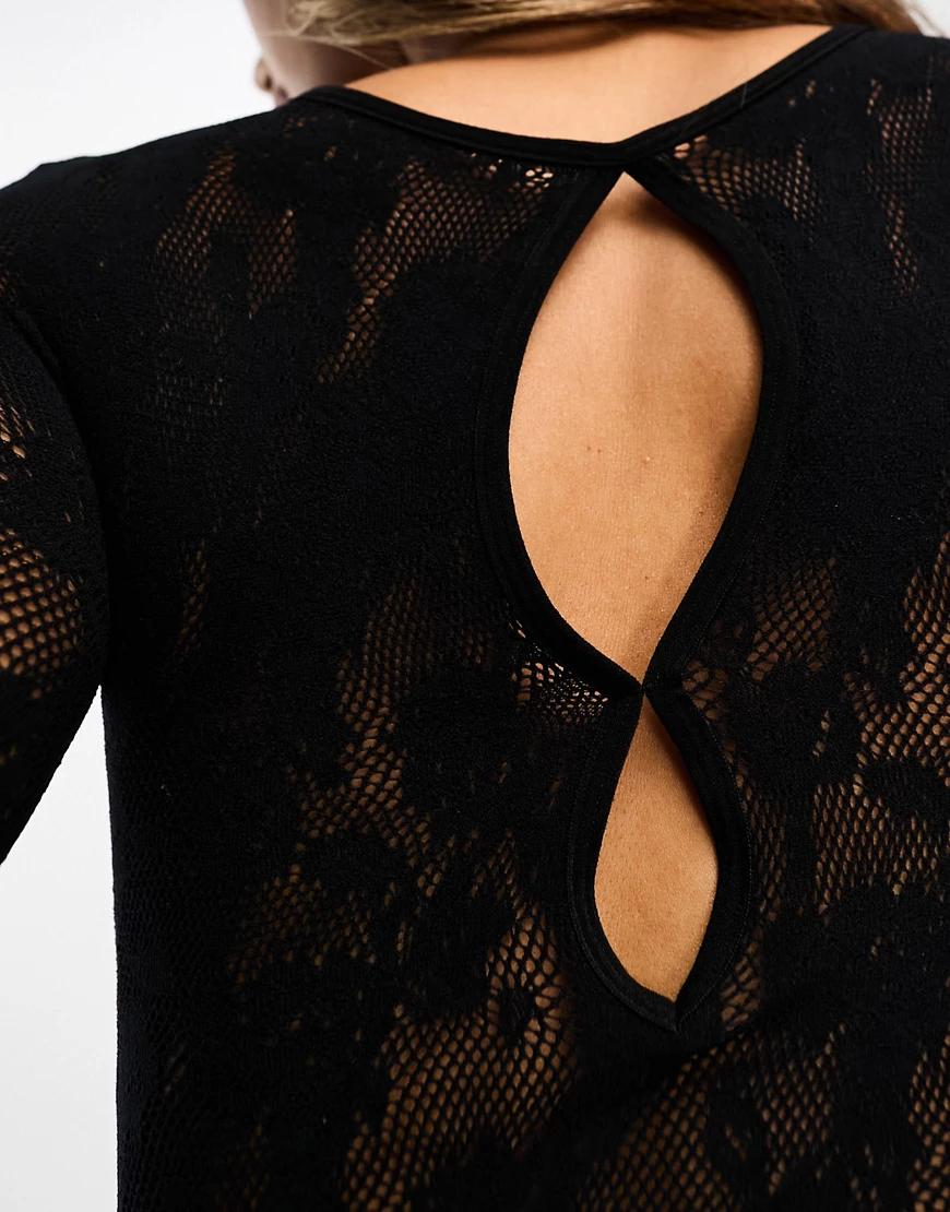 ANN SUMMERS CZARNE BODY SIATECZKA DŁUGI RĘKAW JEY NH2__M/L Rękaw długi rękaw