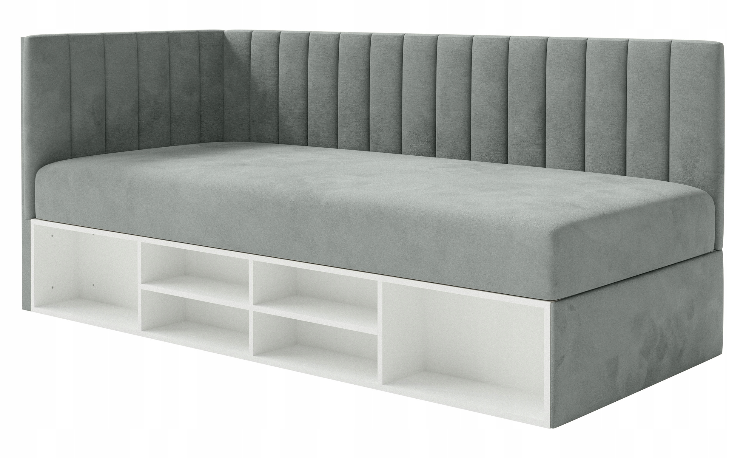 Postel pro mláděž 90 x 200 cm Ventrio šedá, snadno čistitelný hydrofobní velur