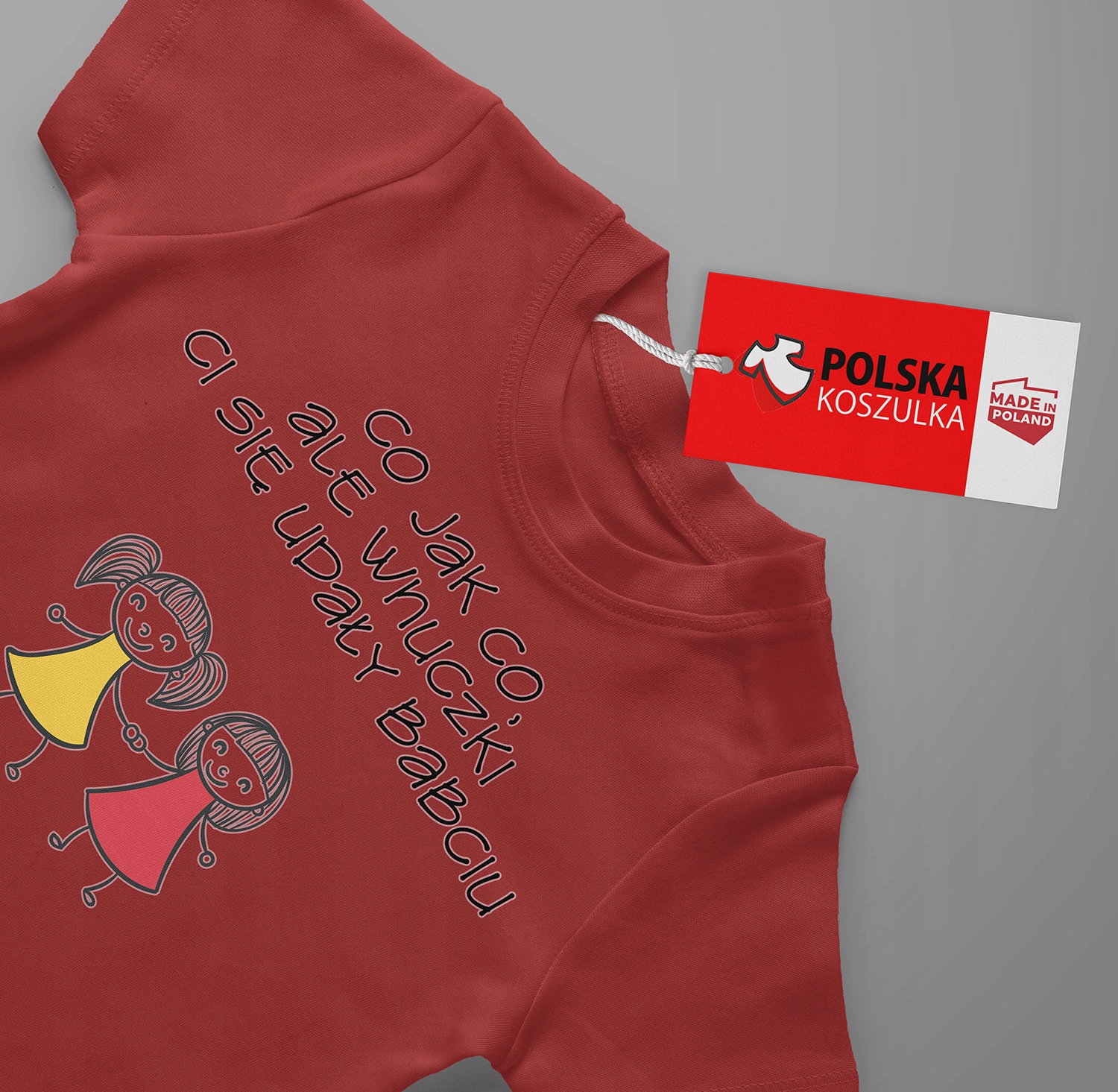 KOSZULKA T-SHIRT DZIEŃ BABCI 2XL WNUCZKI CI SIĘ UDAŁY BABCIU PREZENT JAKOŚĆ Kolor czerwony