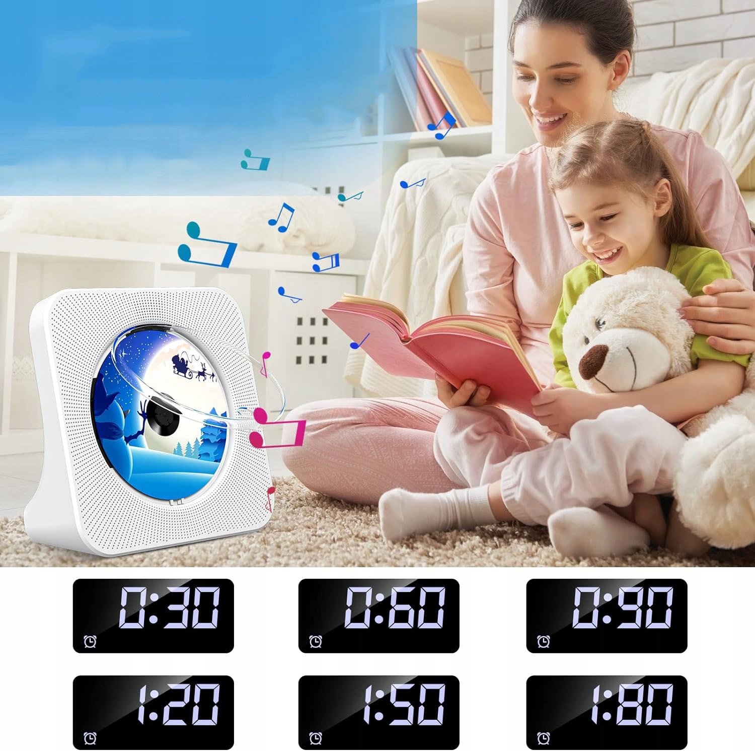 ODTWARZACZ CD BLUETOOTH Z GŁOŚNIKAMI, ODTWARZACZ CD PRZENOŚNY GŁOŚNIK HI-FI Załączone wyposażenie USB+Pilotem