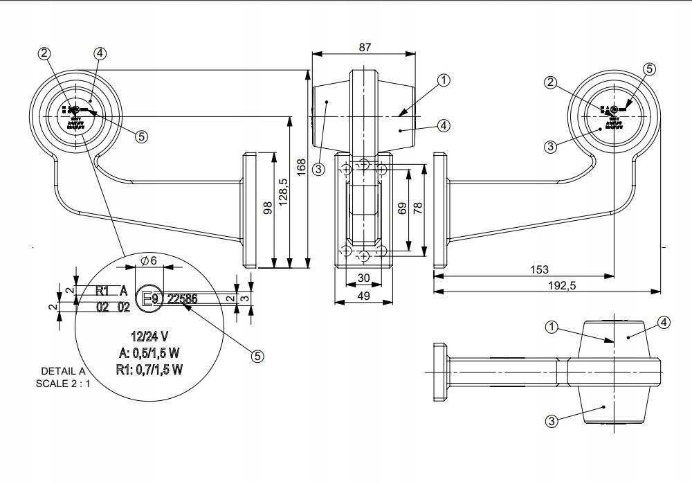 LAMPA OBRYSOWA OBRYSÓWKA DŁUGA OLD SCHOOL LED Kolor biały czerwony