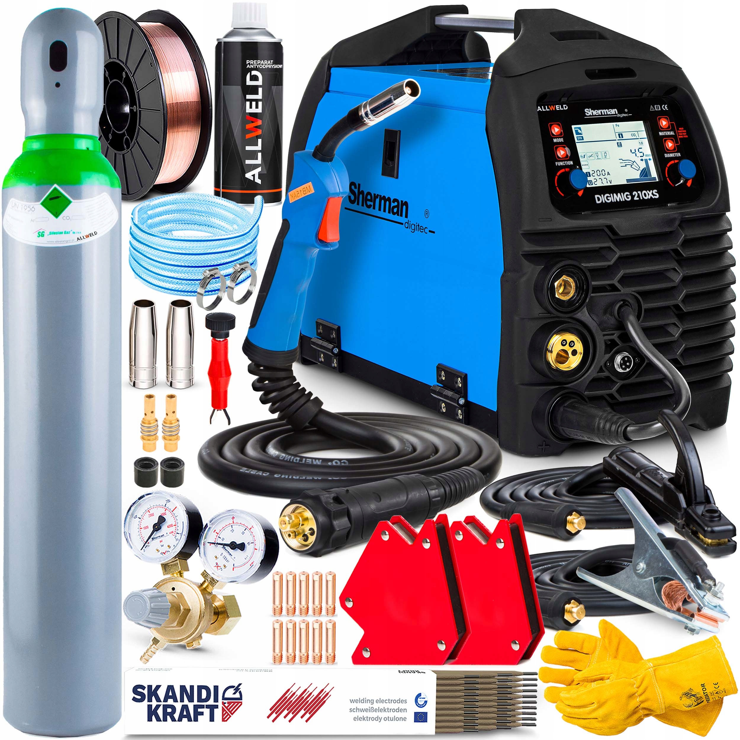 Svařovací Stroj Migomat Sherman Digimig 210XS Mig Mma Tig 230V 200A Alu Syn 3V1