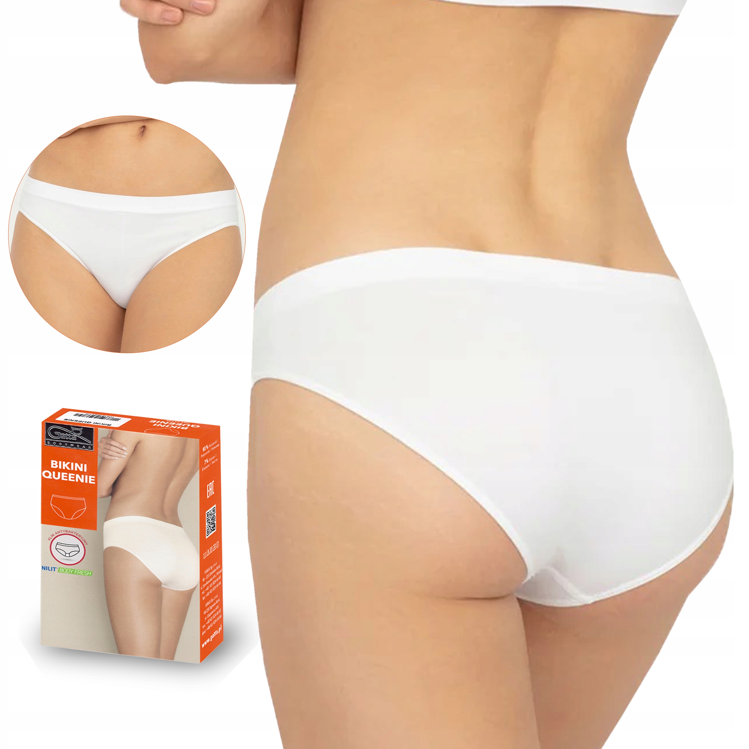 

Figi Gatta Bikini Queenie bezszwowe, białe, M