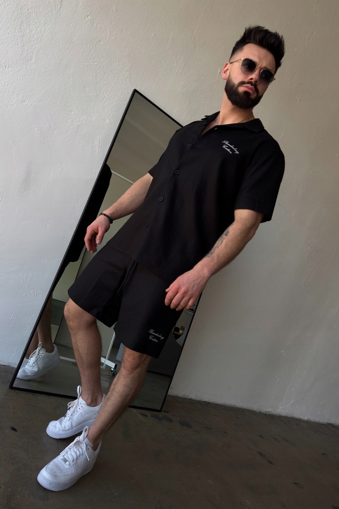 Pánský lněný komplet Bg Latino černý S