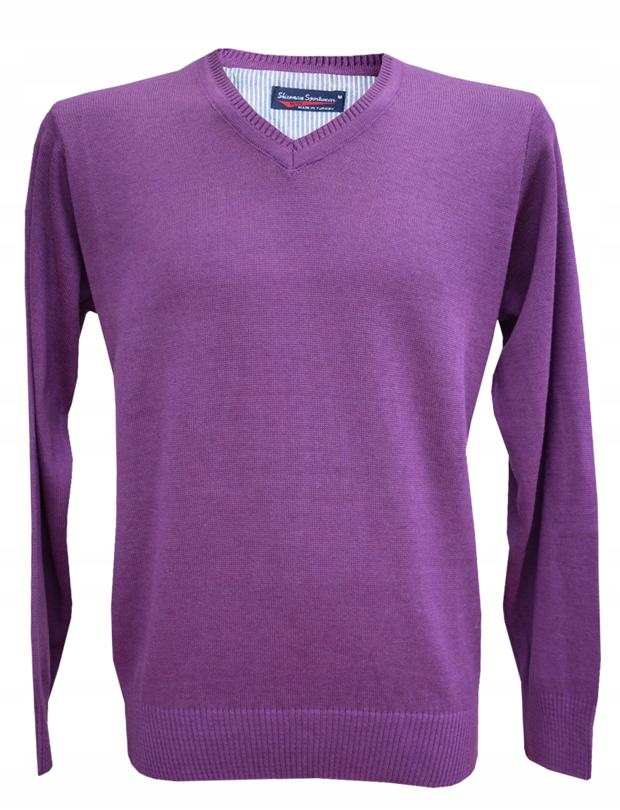 

03 031 Sweter W Serek Szpic Fioletowy Roz. L