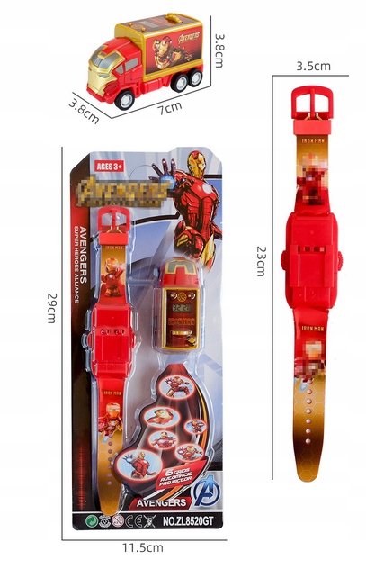 ZEGAREK Z PROJEKTOREM DZIECIĘCY AVENGERS SAMOCHÓD Marka Skmei