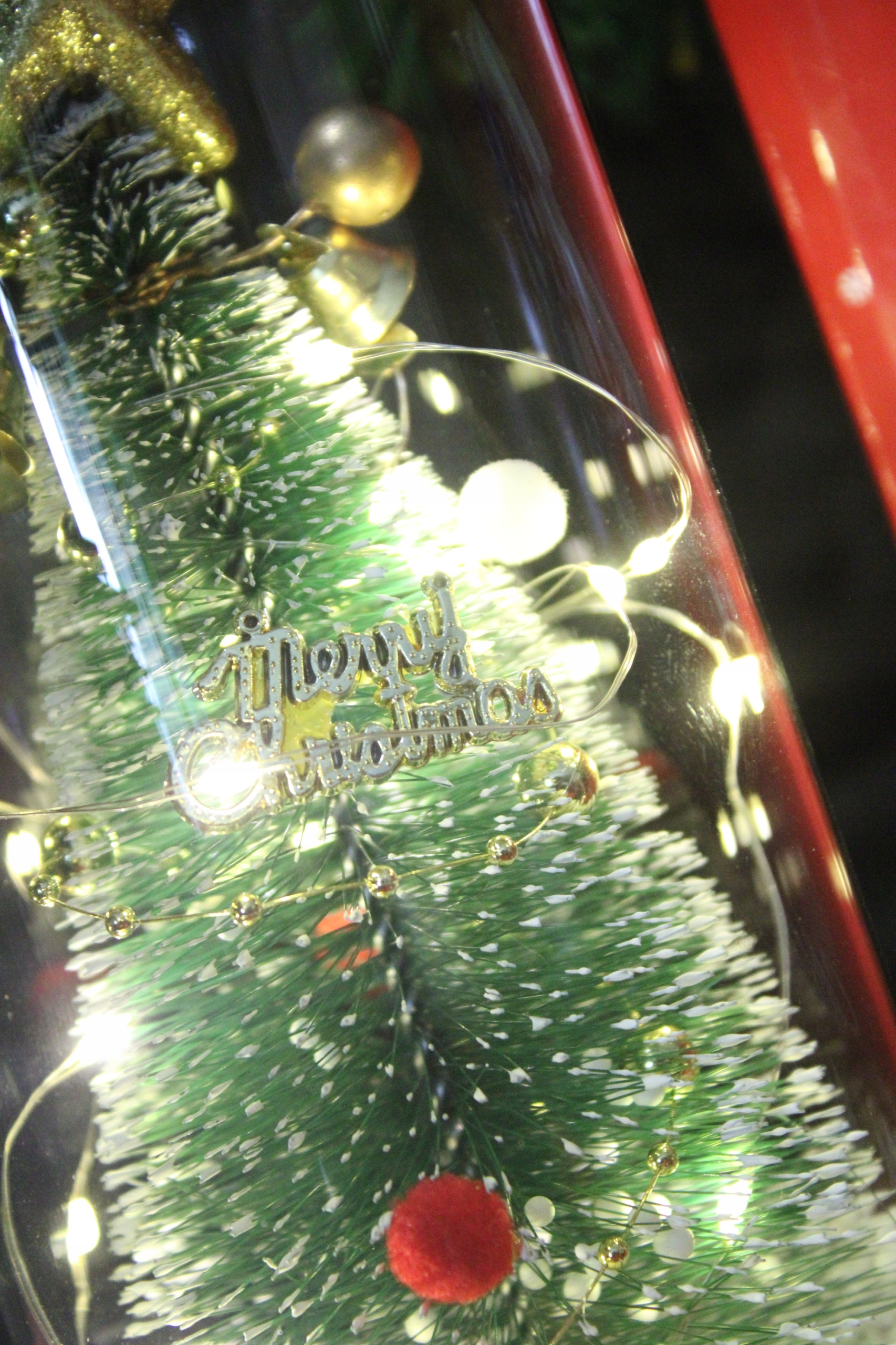 WIECZNA CHOINKA W SZKLE LED JAK RÓŻA MIKOŁAJ ŚWIĘTA GWIAZDKA PREZENT LED Materiał kopuły szkło