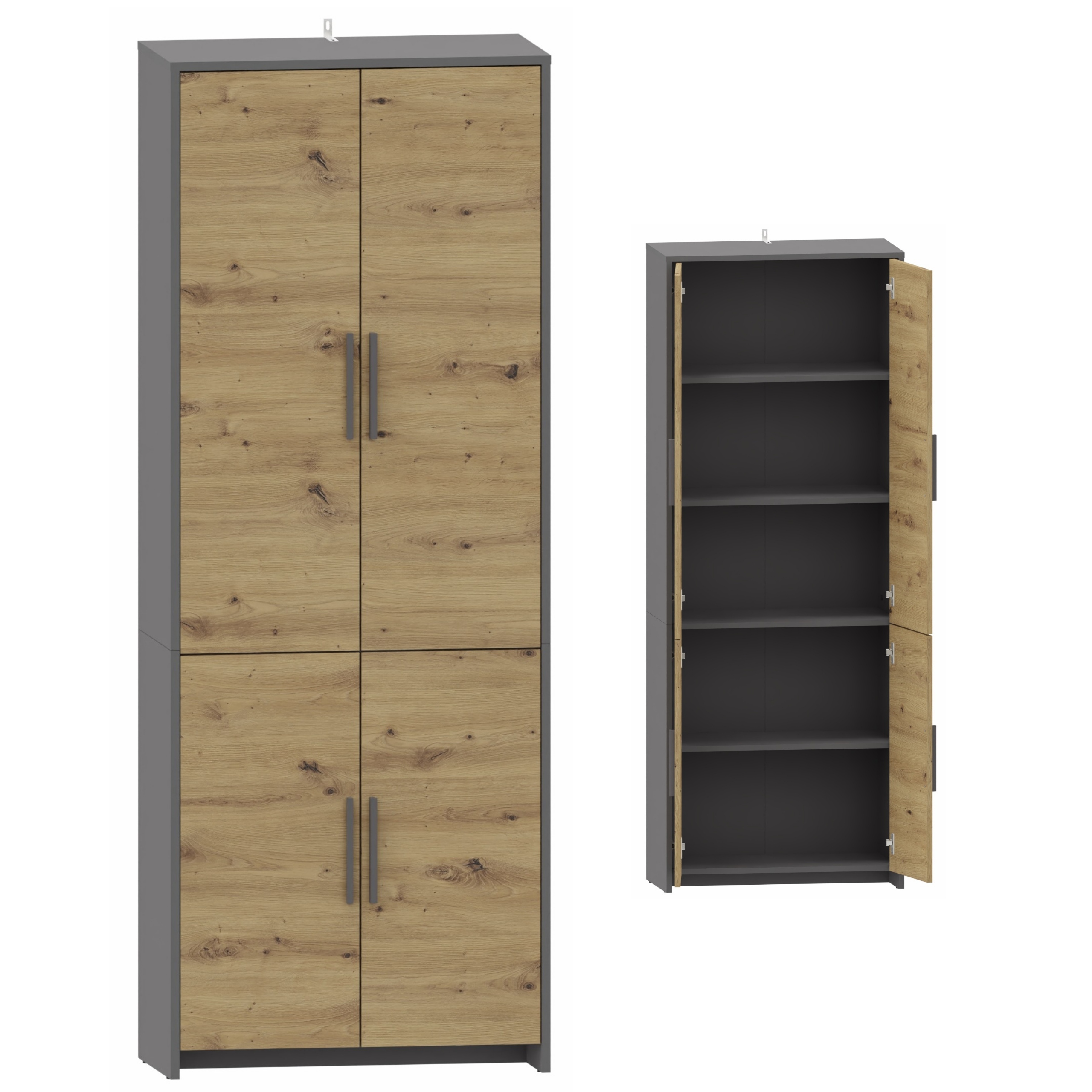 Regál Altivo Reg 70 4D artisan-antracit – uzavřená skříň na oblečení, segregátory