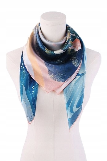 APASZKA JEDWABNA CHUSTA 100% JEDWAB NATURALNY MORWOWY MARKA JAKOŚĆ Wzór dominujący mix wzorów