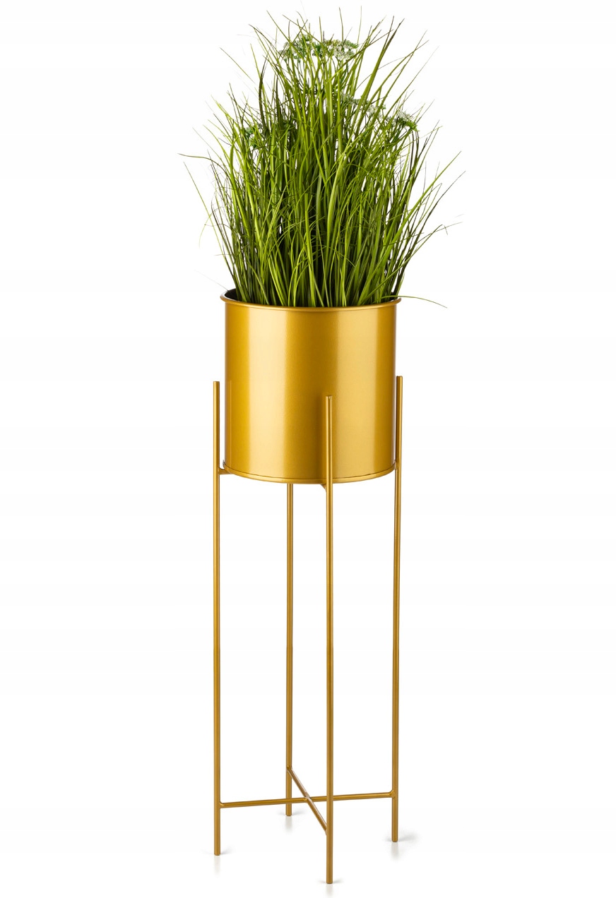 Metalowy nowoczesny kwietnik z doniczką doniczka