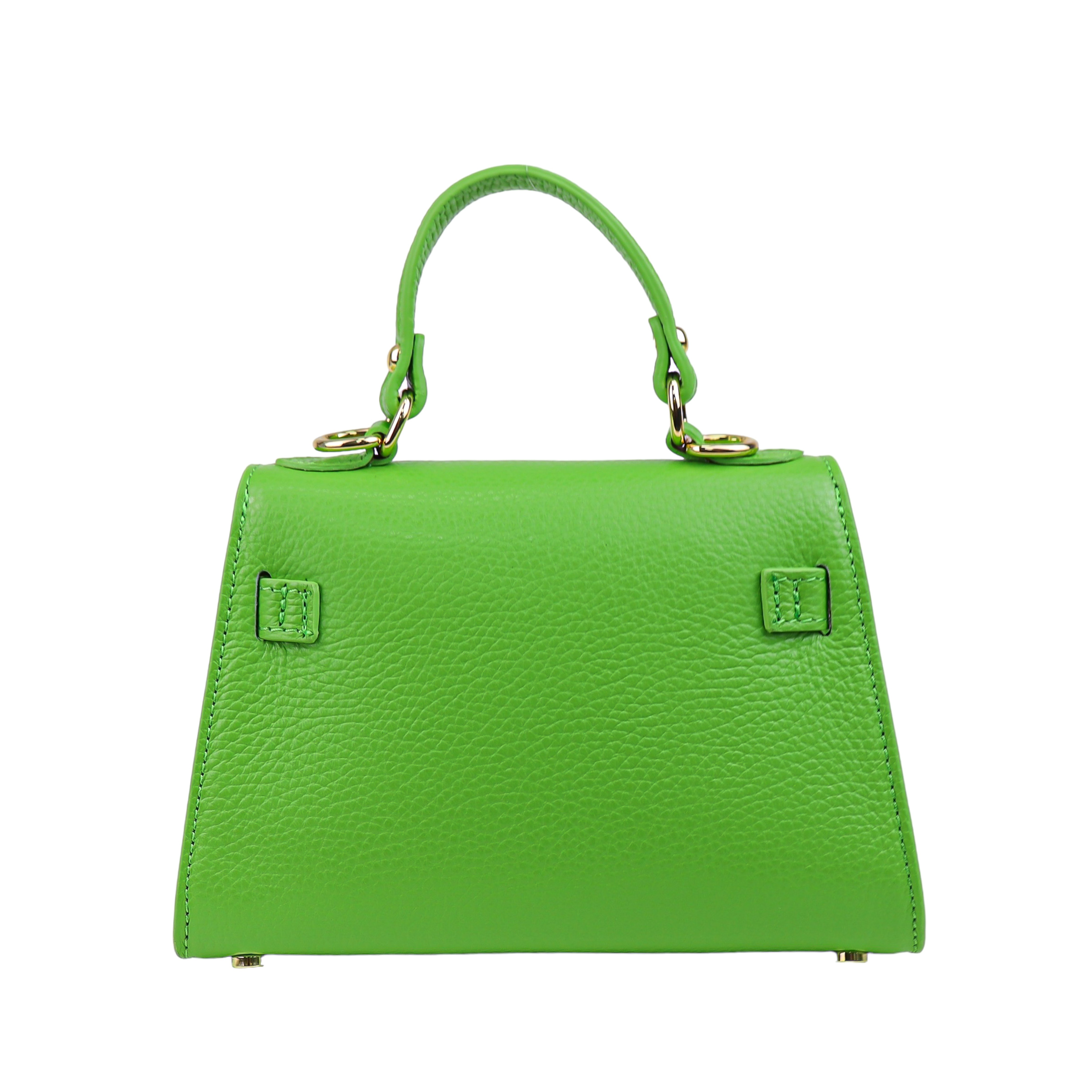 Torebka Damska Kuferek, licowa skóra Emily Limonka Styl wizytowy