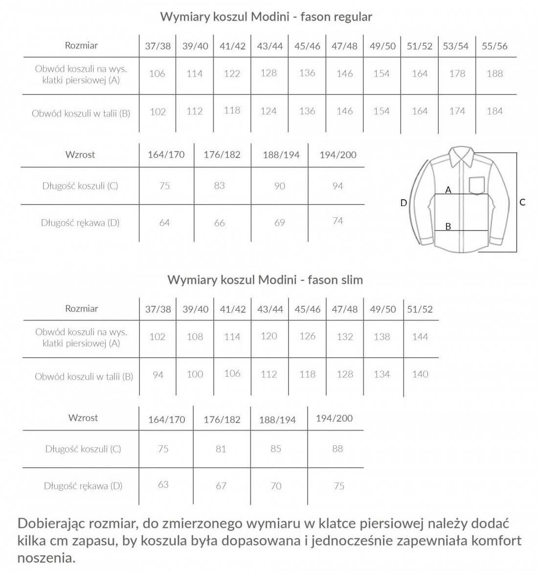 Błękitna koszula męska MODINI Y06 188-194 43-REG Rozmiar 188-194/43
