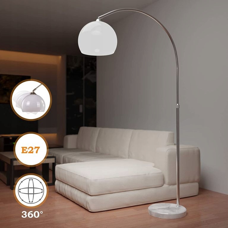 Jago Stojací oblouková lampa bílá, 145 220 cm