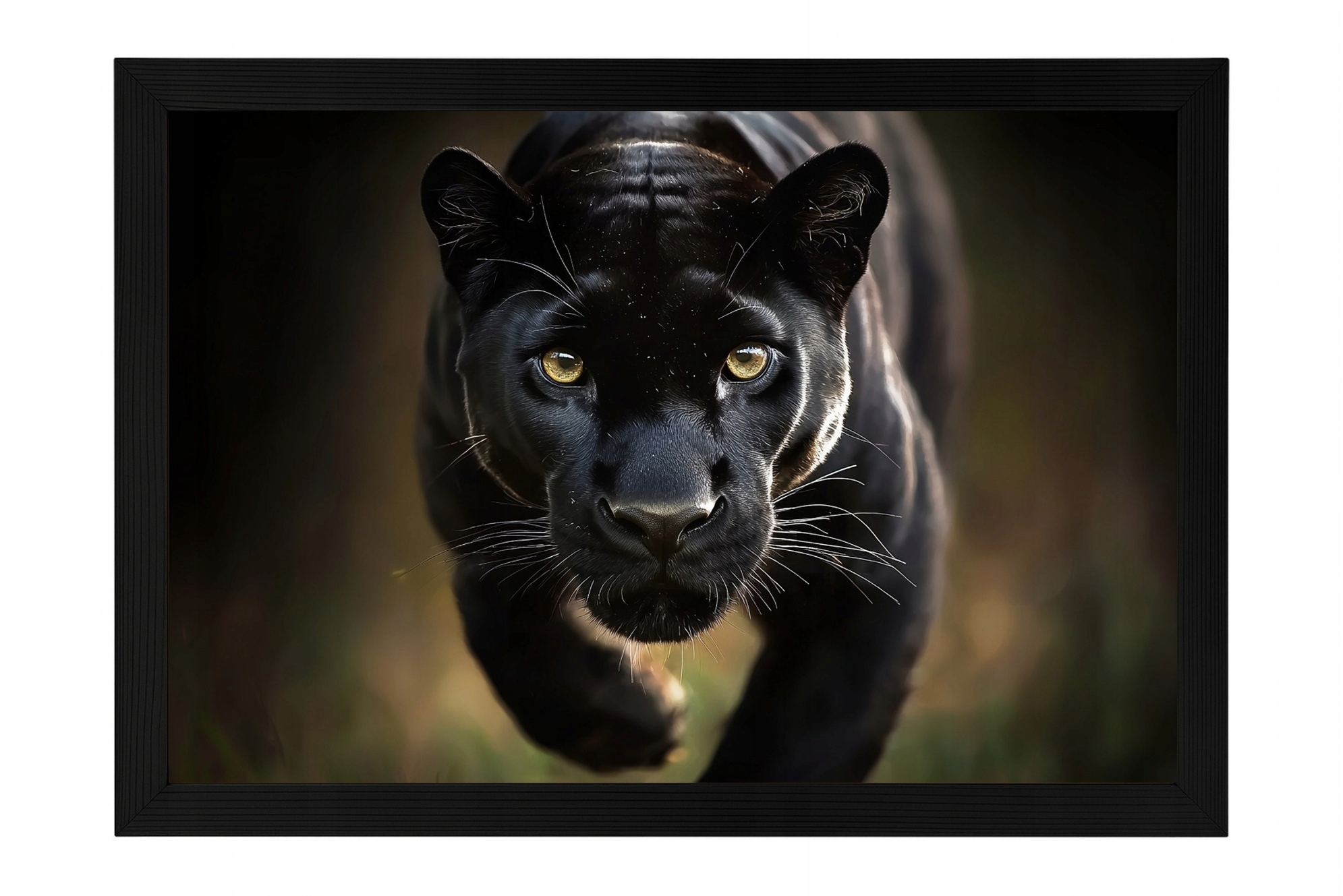 Dřevěný Rámeček Plakát Zvíře Predátor Kočka Černý Panter Puma 60x40