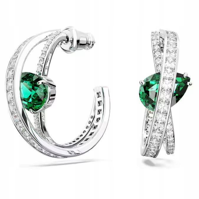 Náušnice Swarovski Hyperbola Půlkruh Křišťál zelený Ocel rhodiovaná Tužka