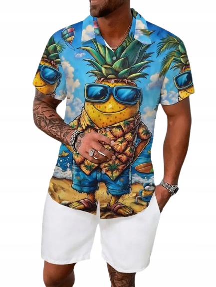 Vtipná Havajská Košile Pánská Košile Ananas Léto Párty Dovolená 9XL