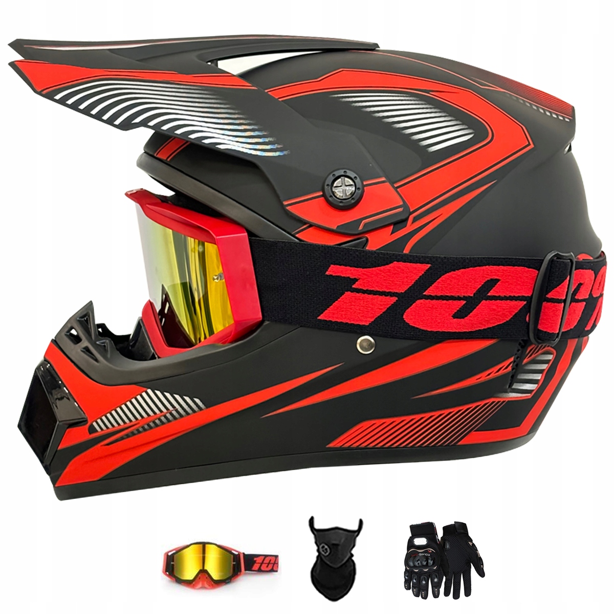 Motocyklová Přilba Crossová Lehká Enduro Quada Brýle Rukavice Maska L