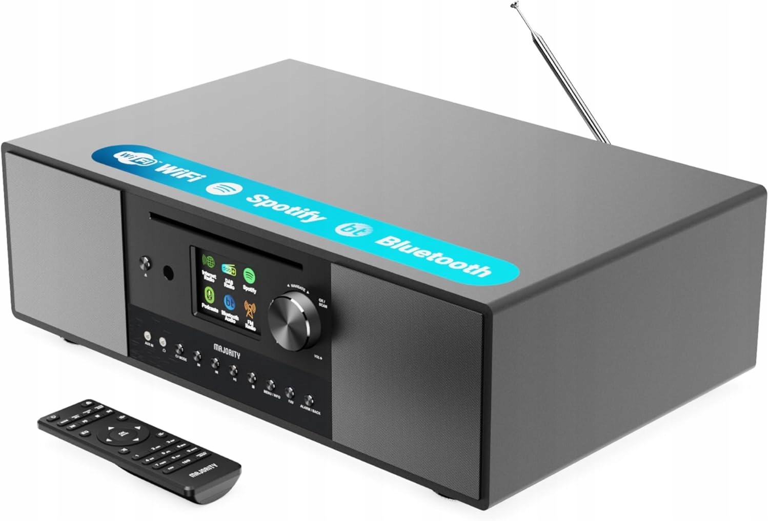 Majority Quadriga Internetové rádio CD Dab+ 120W Subwoofer Spotify Bt