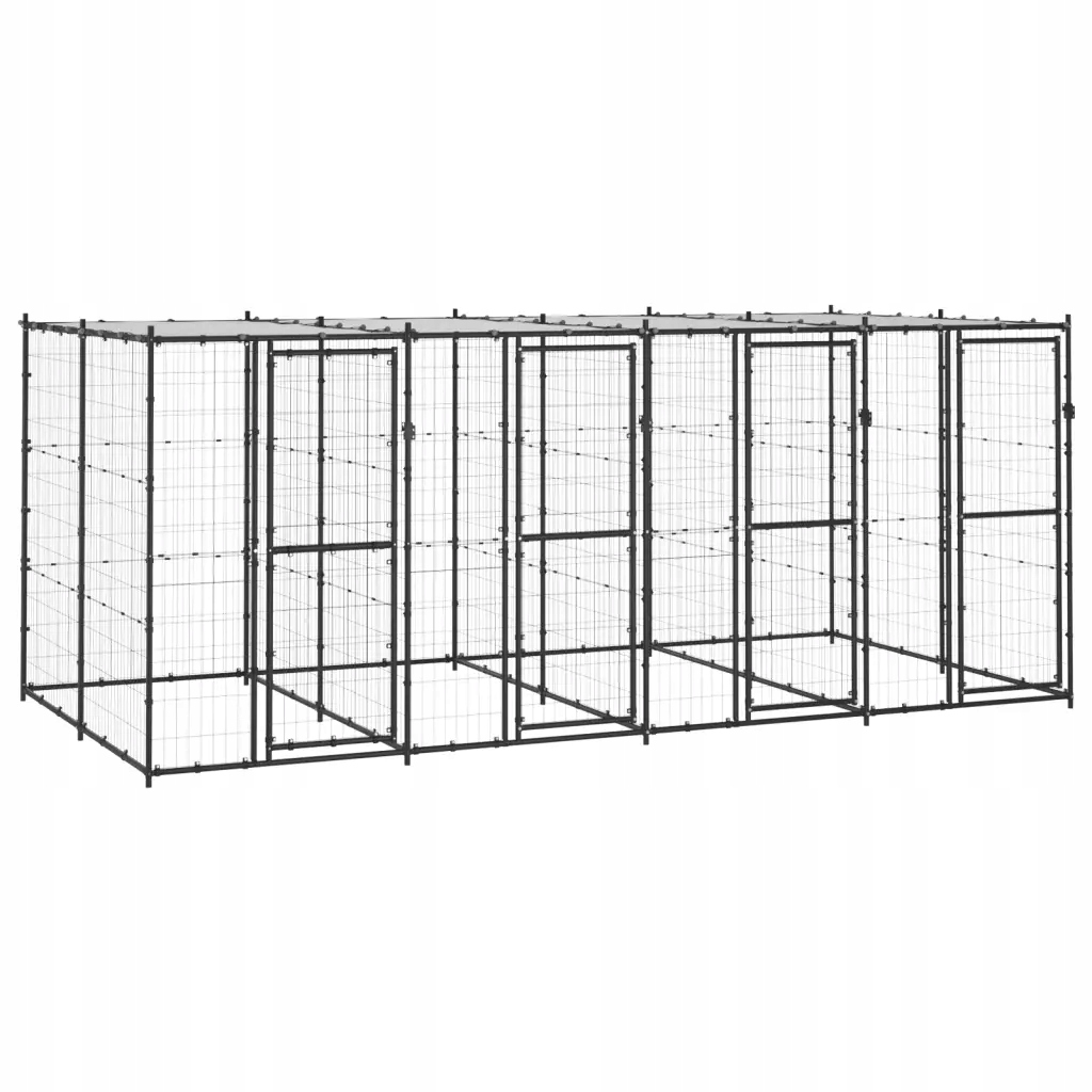 Levně Kotec pro psa, se zastřešením, ocelová, 9,68 m²