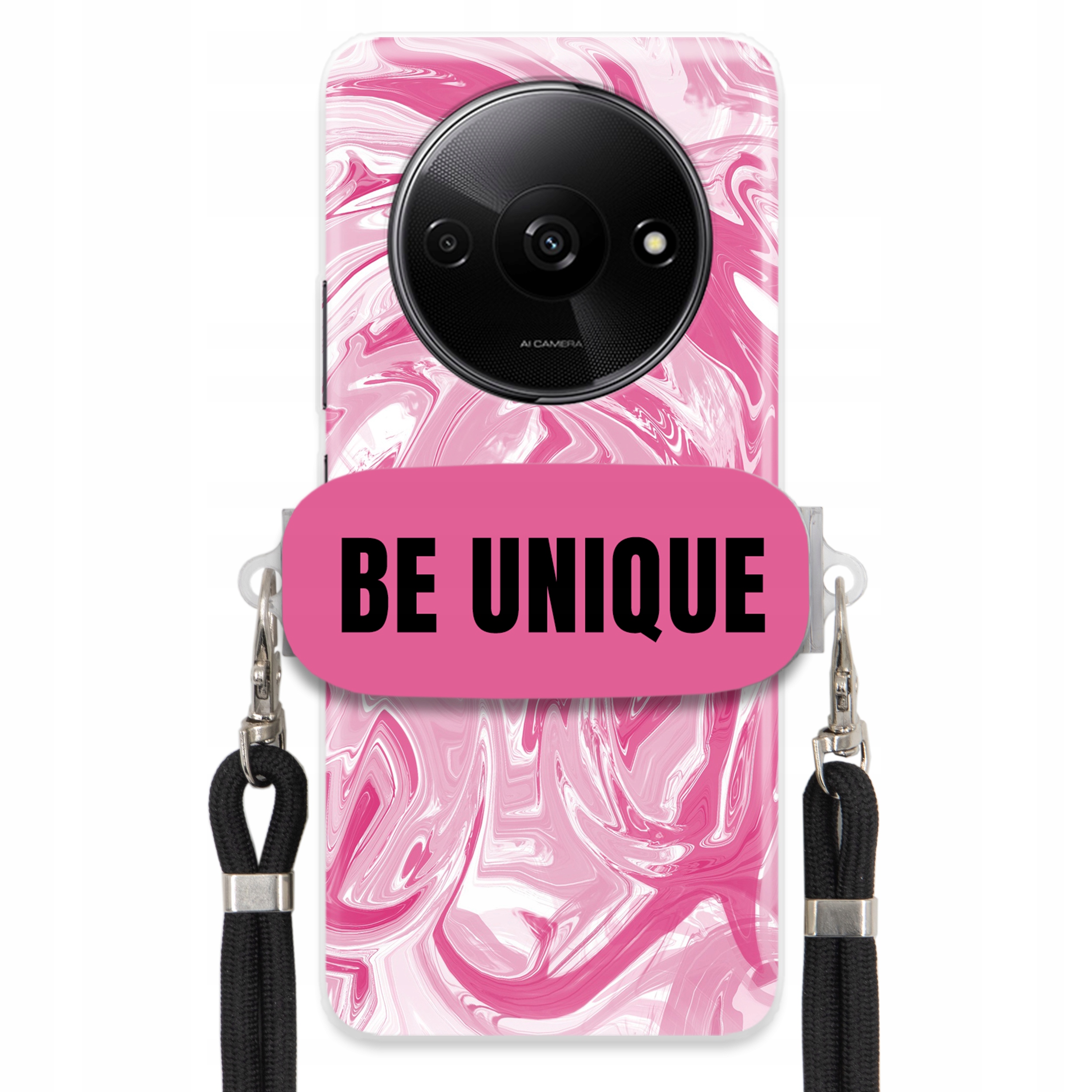 Pouzdro pro Xiaomi Redmi A3 4G Pouzdro úchytka Šňůrka Černá Růžová Mramor Unikátní