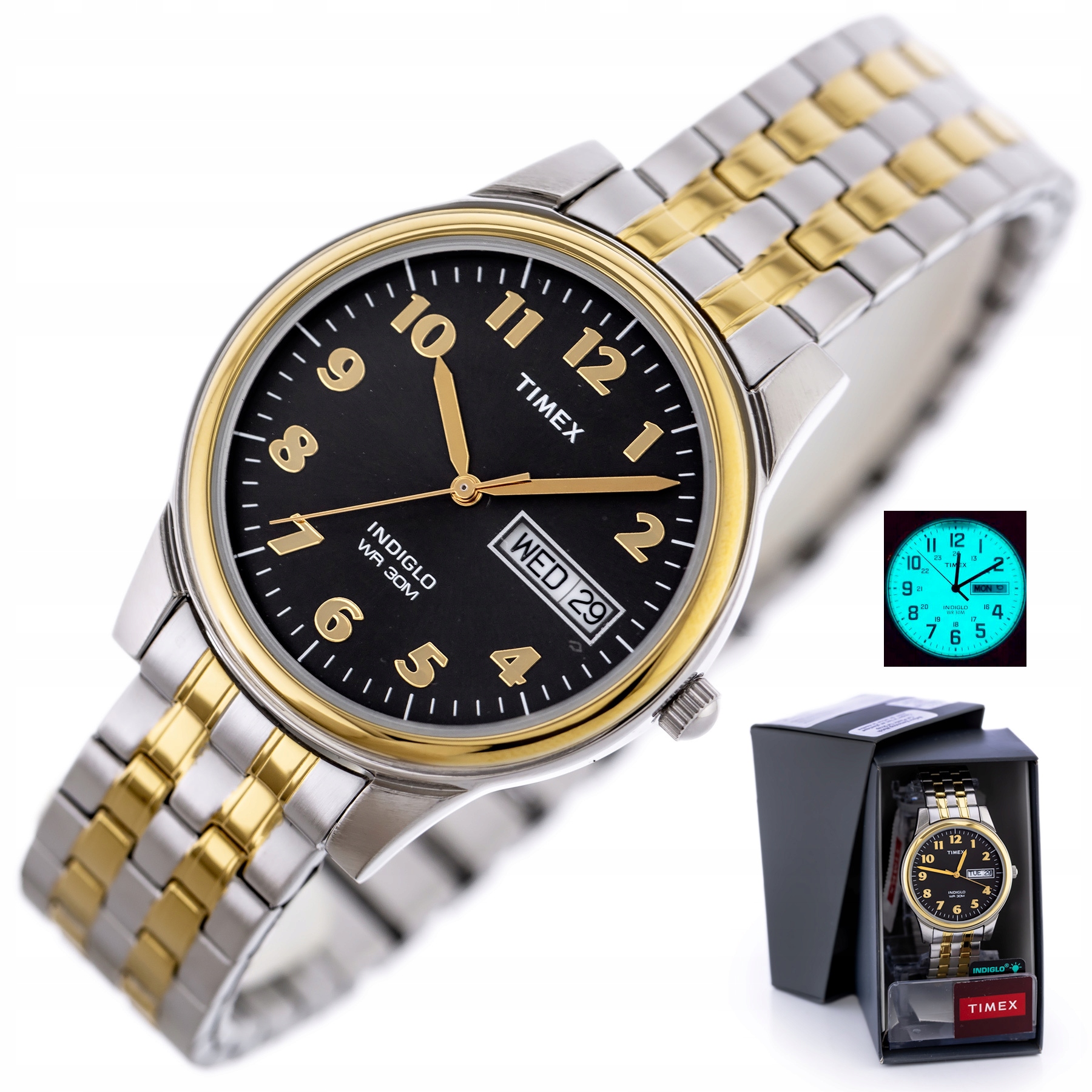 Pánské Hodinky Timex Charles Two-Tone T26481 Indiglo Box Gravírování