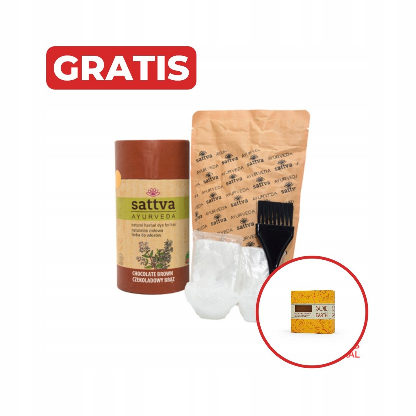 Zestaw 3x Henna Chocolate Brown Naturalna Farba do Włosów mydło