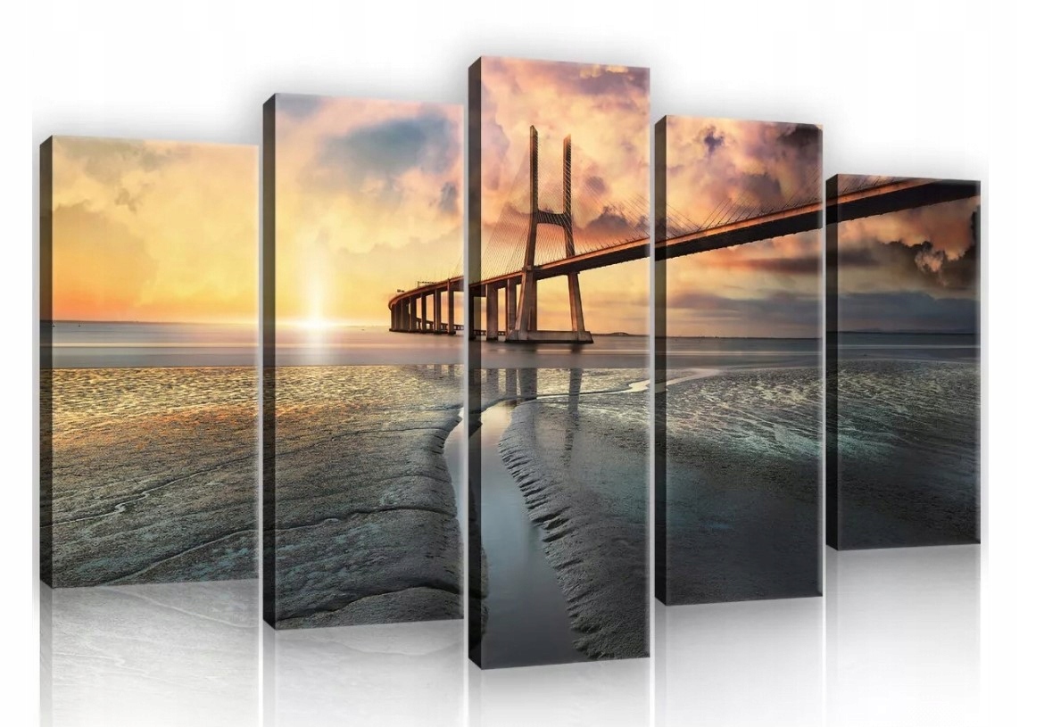 Obraz 100x60 Město východ slunce západ voda odraz mraků nebe panorama