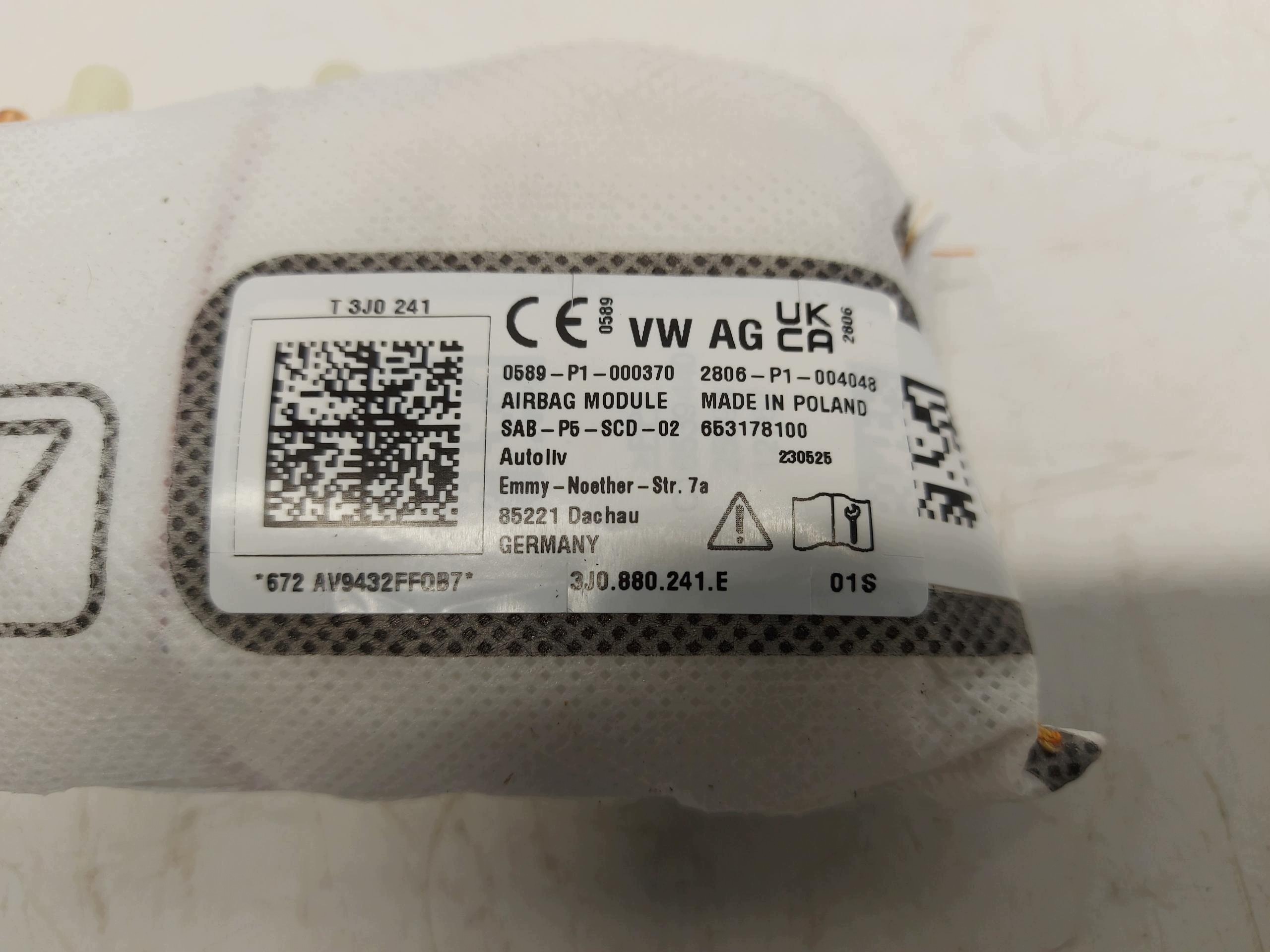 VW Passat R B9 3J0 Airbag SITZ links 3j0880241e