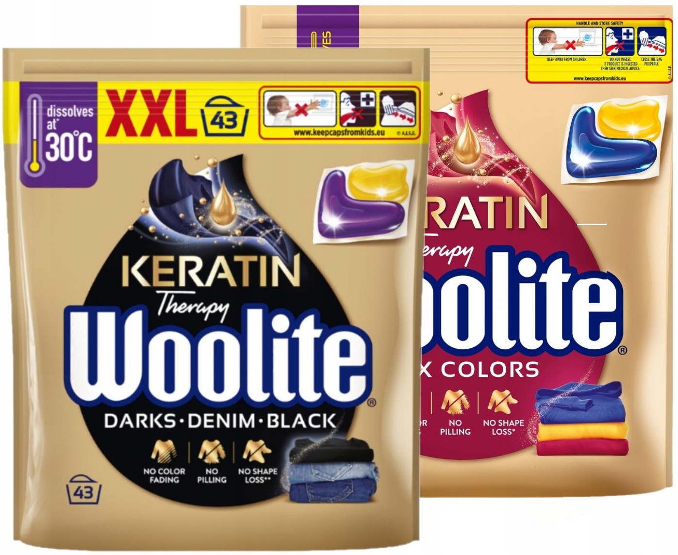 Levně Woolite Keratin Therapy Kapsle na praní s keratinem pro barvy a černou barvu