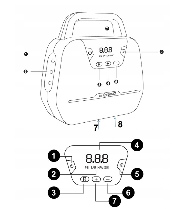 KOMPRESOR SAMOCHODOWY Pompka 12V 230V LED LCD Producent n Inny