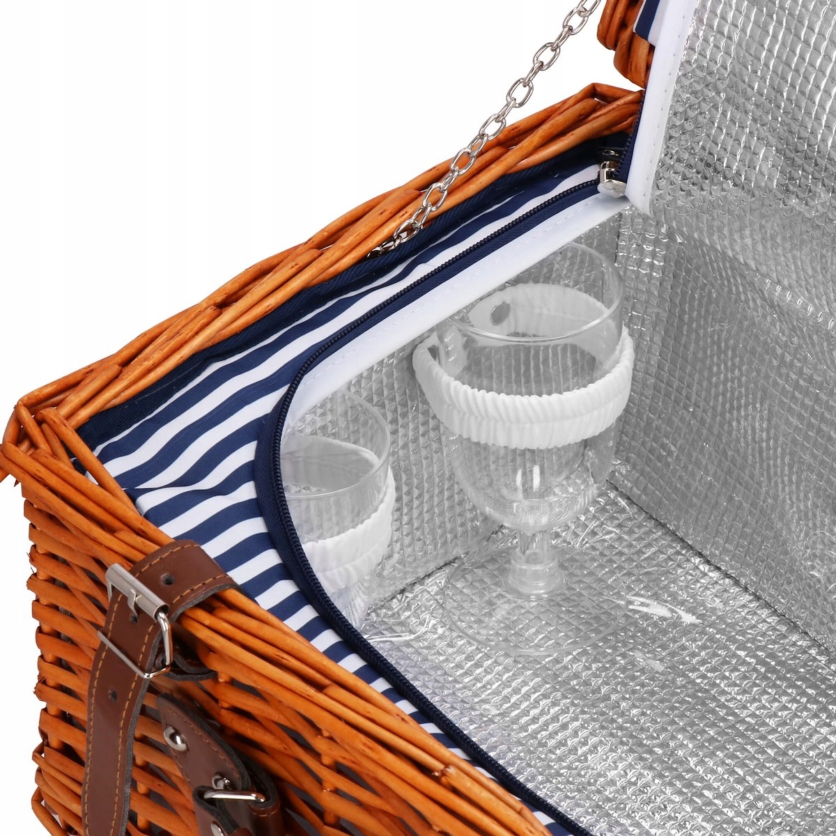 KOSZ PIKNIKOWY TERMICZNY WIKLINOWY+WYPOSAŻENIE SZTUĆCE TALERZE KOSZYK Stan opakowania oryginalne