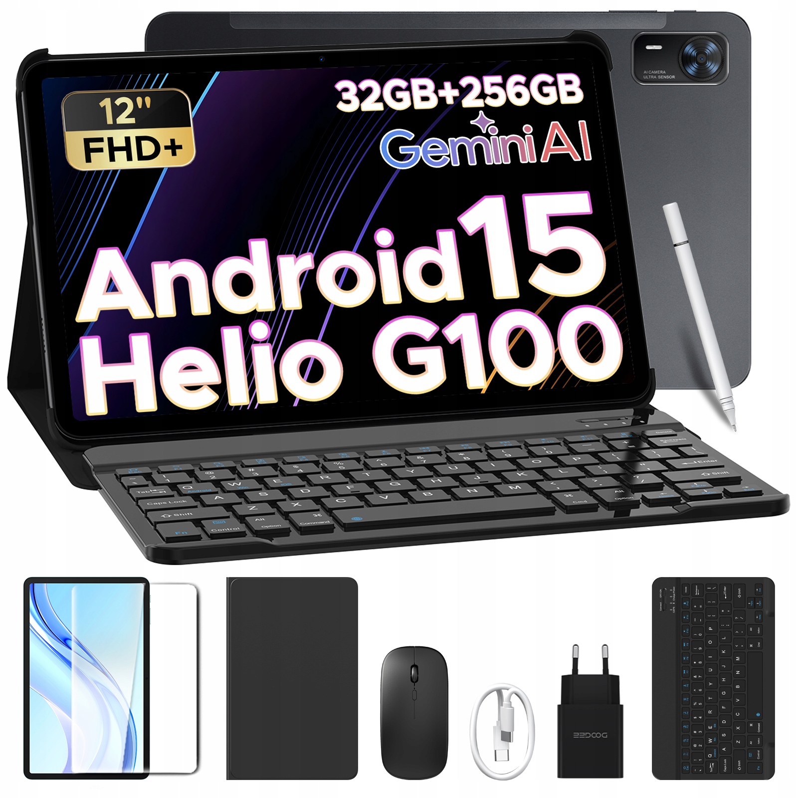 Tablet Doogee TABE3+ 12" 32GB+256GB 8800mAh 13MP/BT5/OTG/3.5mm s klávesnicí