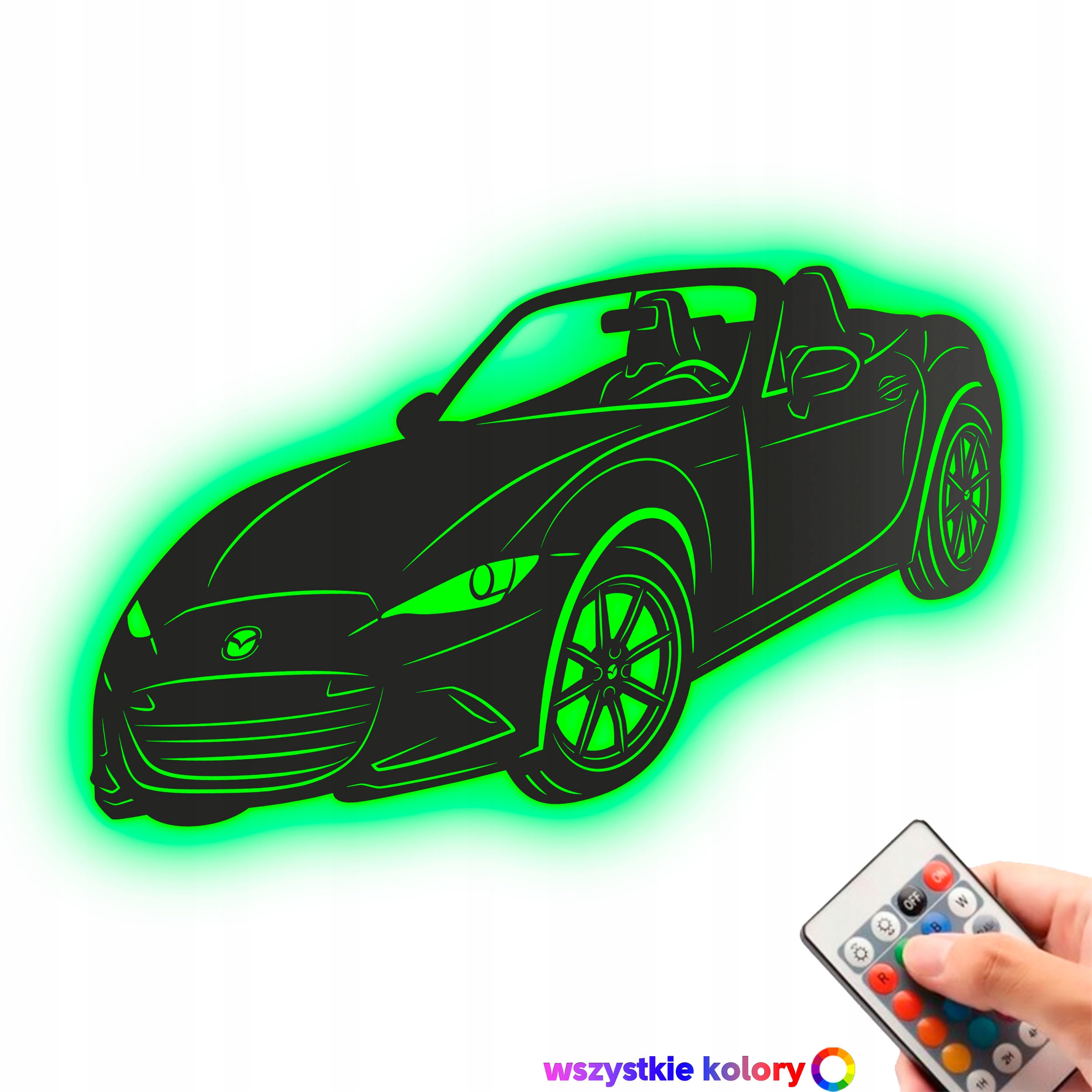 Dřevěný 3D obraz Mazda MX5 Nd Dekorace Dárek Noční Lampa Led XL