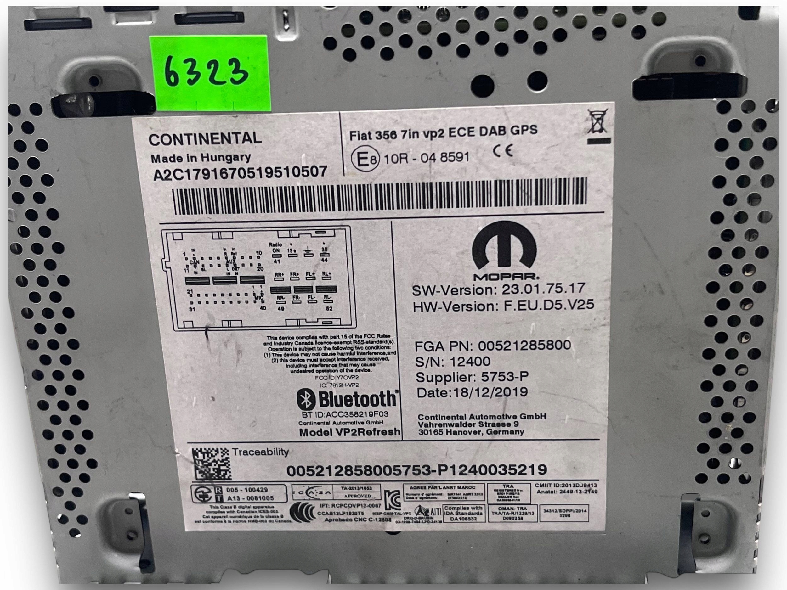 FIAT TIPO II RADIO 00521285800 #D